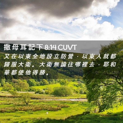 Picture 02 - 撒 母 耳 記 下 8:14 CUVT - 又 在 以 東 全 地 設 立 防 營 ， 以 - Bible Verse Picture
