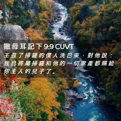 Picture 02 - 撒 母 耳 記 下 9:9 CUVT - 王 召 了 掃 羅 的 僕 人 洗 巴 來 ， - Bible Verse Picture