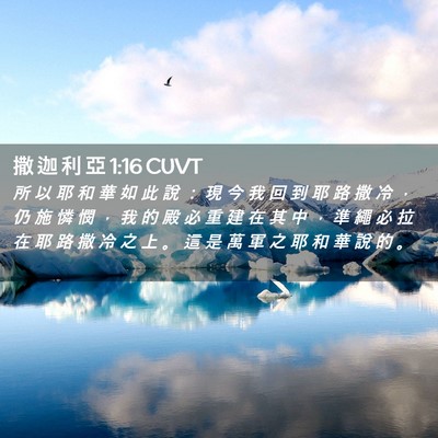 Picture 02 - 撒 迦 利 亞 1:16 CUVT - 所 以 耶 和 華 如 此 說 ： 現 今 我 - Bible Verse Picture