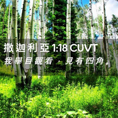 Picture 02 - 撒 迦 利 亞 1:18 CUVT - 我 舉 目 觀 看 ， 見 有 四 角 - Bible Verse Picture