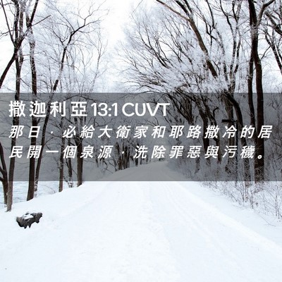 Picture 02 - 撒 迦 利 亞 13:1 CUVT - 那 日 ， 必 給 大 衛 家 和 耶 路 撒 - Bible Verse Picture