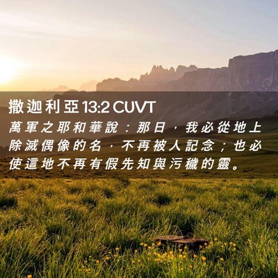 Picture 02 - 撒 迦 利 亞 13:2 CUVT - 萬 軍 之 耶 和 華 說 ： 那 日 ， 我 - Bible Verse Picture