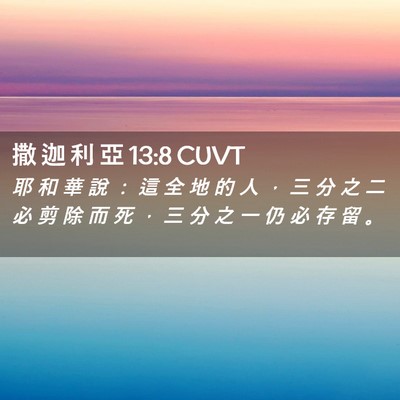 Picture 02 - 撒 迦 利 亞 13:8 CUVT - 耶 和 華 說 ： 這 全 地 的 人 ， 三 - Bible Verse Picture