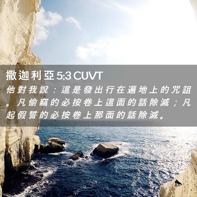 Picture 02 - 撒 迦 利 亞 5:3 CUVT - 他 對 我 說 ： 這 是 發 出 行 在 遍 - Bible Verse Picture