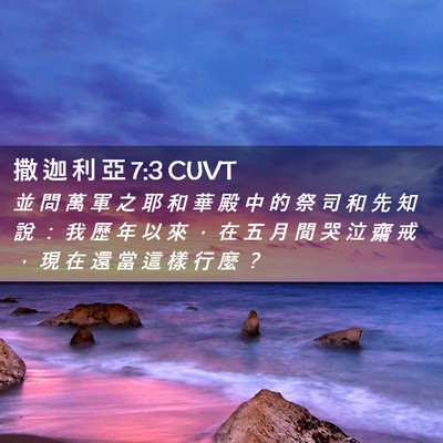 Picture 02 - 撒 迦 利 亞 7:3 CUVT - 並 問 萬 軍 之 耶 和 華 殿 中 的 祭 - Bible Verse Picture