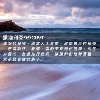 Picture 02 - 撒 迦 利 亞 9:9 CUVT - 錫 安 的 民 哪 ， 應 當 大 大 喜 樂 - Bible Verse Picture