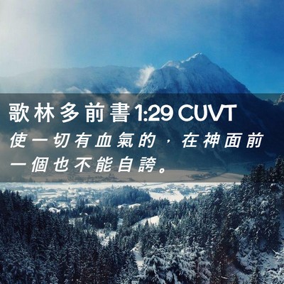 Picture 02 - 歌 林 多 前 書 1:29 CUVT - 使 一 切 有 血 氣 的 ， 在 神 面 前 - Bible Verse Picture