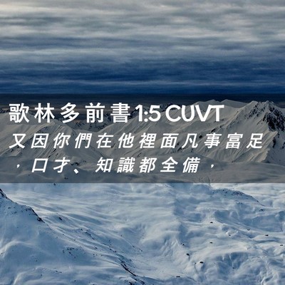 Picture 02 - 歌 林 多 前 書 1:5 CUVT - 又 因 你 們 在 他 裡 面 凡 事 富 足 - Bible Verse Picture