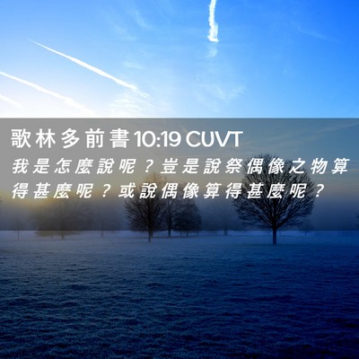 Picture 02 - 歌 林 多 前 書 10:19 CUVT - 我 是 怎 麼 說 呢 ？ 豈 是 說 祭 偶 - Bible Verse Picture