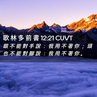 Picture 02 - 歌 林 多 前 書 12:21 CUVT - 眼 不 能 對 手 說 ： 我 用 不 著 你 - Bible Verse Picture