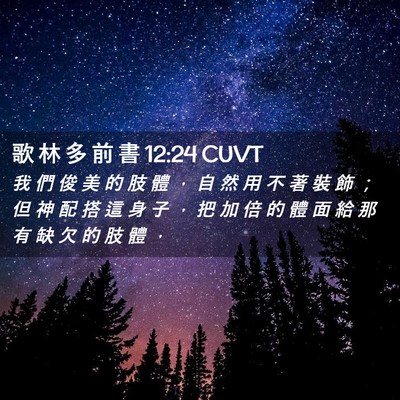 Picture 02 - 歌 林 多 前 書 12:24 CUVT - 我 們 俊 美 的 肢 體 ， 自 然 用 不 - Bible Verse Picture