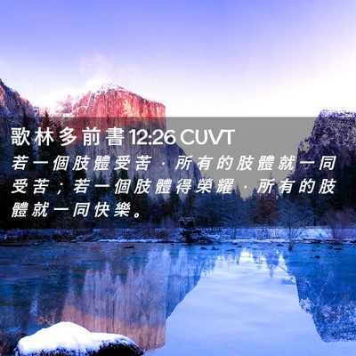 Picture 02 - 歌 林 多 前 書 12:26 CUVT - 若 一 個 肢 體 受 苦 ， 所 有 的 肢 - Bible Verse Picture