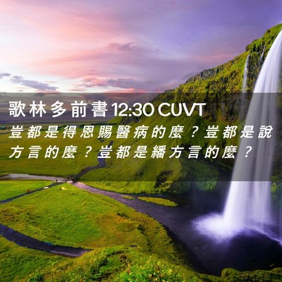 Picture 02 - 歌 林 多 前 書 12:30 CUVT - 豈 都 是 得 恩 賜 醫 病 的 麼 ？ 豈 - Bible Verse Picture