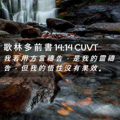 Picture 02 - 歌 林 多 前 書 14:14 CUVT - 我 若 用 方 言 禱 告 ， 是 我 的 靈 - Bible Verse Picture