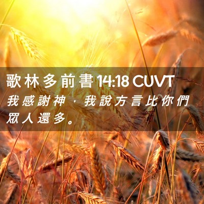 Picture 02 - 歌 林 多 前 書 14:18 CUVT - 我 感 謝 神 ， 我 說 方 言 比 你 們 - Bible Verse Picture