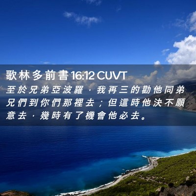 Picture 02 - 歌 林 多 前 書 16:12 CUVT - 至 於 兄 弟 亞 波 羅 ， 我 再 三 的 - Bible Verse Picture