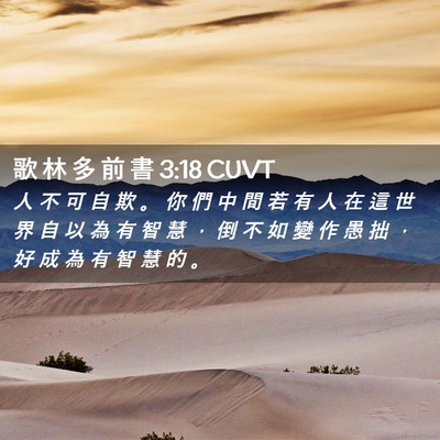 Picture 02 - 歌 林 多 前 書 3:18 CUVT - 人 不 可 自 欺 。 你 們 中 間 若 有 - Bible Verse Picture