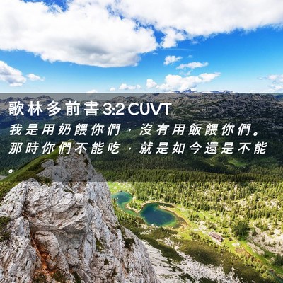 Picture 02 - 歌 林 多 前 書 3:2 CUVT - 我 是 用 奶 餵 你 們 ， 沒 有 用 飯 - Bible Verse Picture