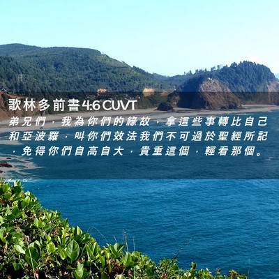 Picture 02 - 歌 林 多 前 書 4:6 CUVT - 弟 兄 們 ， 我 為 你 們 的 緣 故 ， - Bible Verse Picture