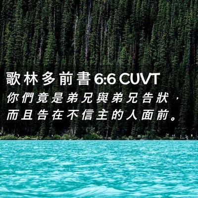 Picture 02 - 歌 林 多 前 書 6:6 CUVT - 你 們 竟 是 弟 兄 與 弟 兄 告 狀 ， - Bible Verse Picture