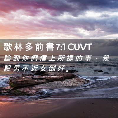 Picture 02 - 歌 林 多 前 書 7:1 CUVT - 論 到 你 們 信 上 所 提 的 事 ， 我 - Bible Verse Picture