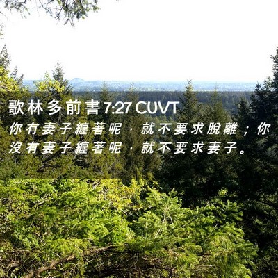 Picture 02 - 歌 林 多 前 書 7:27 CUVT - 你 有 妻 子 纏 著 呢 ， 就 不 要 求 - Bible Verse Picture