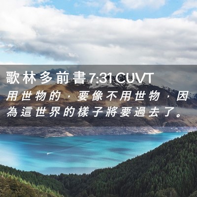 Picture 02 - 歌 林 多 前 書 7:31 CUVT - 用 世 物 的 ， 要 像 不 用 世 物 ， - Bible Verse Picture