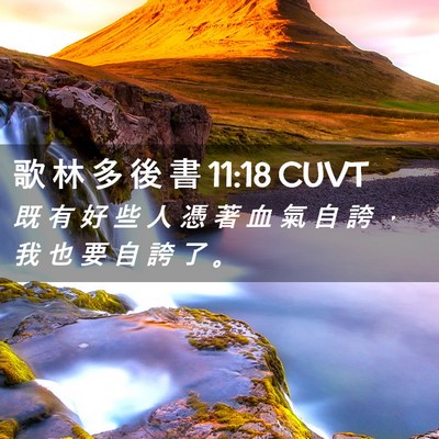 Picture 02 - 歌 林 多 後 書 11:18 CUVT - 既 有 好 些 人 憑 著 血 氣 自 誇 ， - Bible Verse Picture