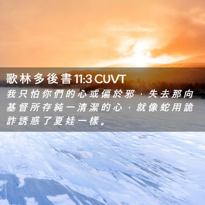 Picture 02 - 歌 林 多 後 書 11:3 CUVT - 我 只 怕 你 們 的 心 或 偏 於 邪 ， - Bible Verse Picture