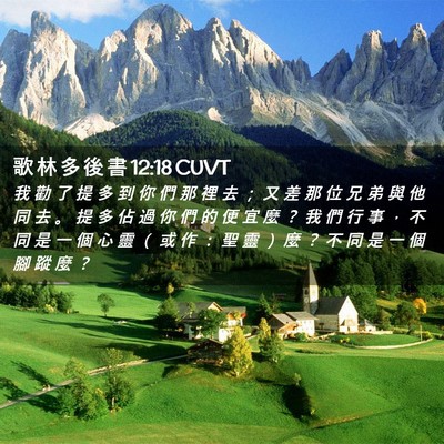 Picture 02 - 歌 林 多 後 書 12:18 CUVT - 我 勸 了 提 多 到 你 們 那 裡 去 ； - Bible Verse Picture