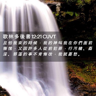 Picture 02 - 歌 林 多 後 書 12:21 CUVT - 且 怕 我 來 的 時 候 ， 我 的 神 叫 - Bible Verse Picture