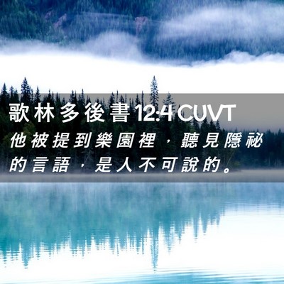 Picture 02 - 歌 林 多 後 書 12:4 CUVT - 他 被 提 到 樂 園 裡 ， 聽 見 隱 祕 - Bible Verse Picture