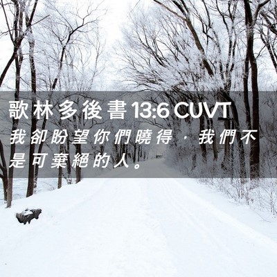 Picture 02 - 歌 林 多 後 書 13:6 CUVT - 我 卻 盼 望 你 們 曉 得 ， 我 們 不 - Bible Verse Picture