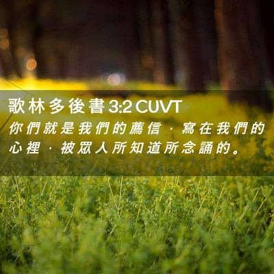 Picture 02 - 歌 林 多 後 書 3:2 CUVT - 你 們 就 是 我 們 的 薦 信 ， 寫 在 - Bible Verse Picture