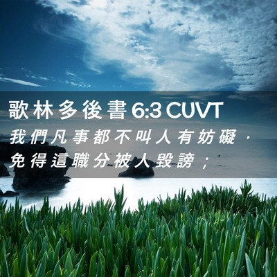 Picture 02 - 歌 林 多 後 書 6:3 CUVT - 我 們 凡 事 都 不 叫 人 有 妨 礙 ， - Bible Verse Picture
