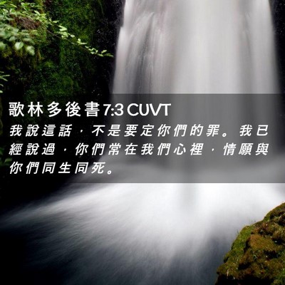 Picture 02 - 歌 林 多 後 書 7:3 CUVT - 我 說 這 話 ， 不 是 要 定 你 們 的 - Bible Verse Picture