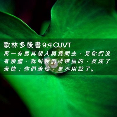 Picture 02 - 歌 林 多 後 書 9:4 CUVT - 萬 一 有 馬 其 頓 人 與 我 同 去 ， - Bible Verse Picture