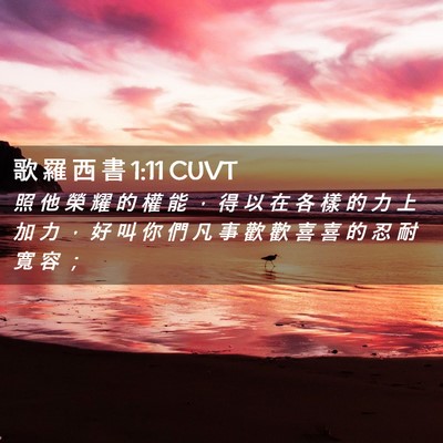 Picture 02 - 歌 羅 西 書 1:11 CUVT - 照 他 榮 耀 的 權 能 ， 得 以 在 各 - Bible Verse Picture