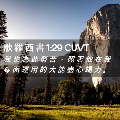 Picture 02 - 歌 羅 西 書 1:29 CUVT - 我 也 為 此 勞 苦 ， 照 著 他 在 我 - Bible Verse Picture