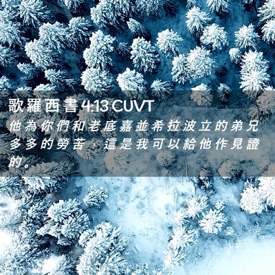 Picture 02 - 歌 羅 西 書 4:13 CUVT - 他 為 你 們 和 老 底 嘉 並 希 拉 波 - Bible Verse Picture