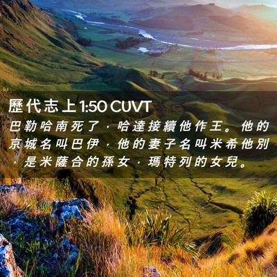 Picture 02 - 歷 代 志 上 1:50 CUVT - 巴 勒 哈 南 死 了 ， 哈 達 接 續 他 - Bible Verse Picture