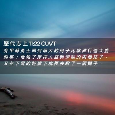 Picture 02 - 歷 代 志 上 11:22 CUVT - 有 甲 薛 勇 士 耶 何 耶 大 的 兒 子 - Bible Verse Picture