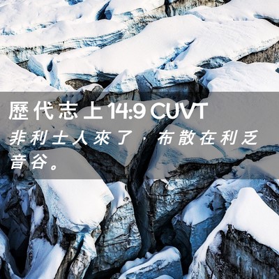 Picture 02 - 歷 代 志 上 14:9 CUVT - 非 利 士 人 來 了 ， 布 散 在 利 乏 - Bible Verse Picture