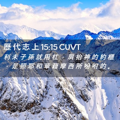 Picture 02 - 歷 代 志 上 15:15 CUVT - 利 未 子 孫 就 用 杠 ， 肩 抬 神 的 - Bible Verse Picture