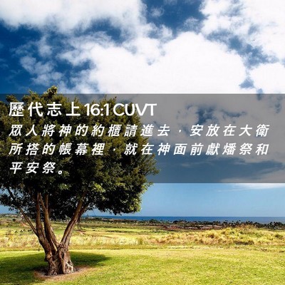 Picture 02 - 歷 代 志 上 16:1 CUVT - 眾 人 將 神 的 約 櫃 請 進 去 ， 安 - Bible Verse Picture