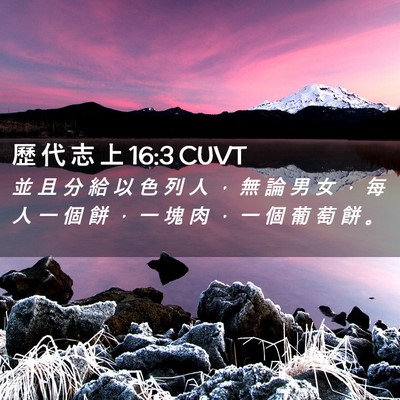 Picture 02 - 歷 代 志 上 16:3 CUVT - 並 且 分 給 以 色 列 人 ， 無 論 男 - Bible Verse Picture