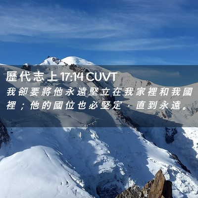Picture 02 - 歷 代 志 上 17:14 CUVT - 我 卻 要 將 他 永 遠 堅 立 在 我 家 - Bible Verse Picture