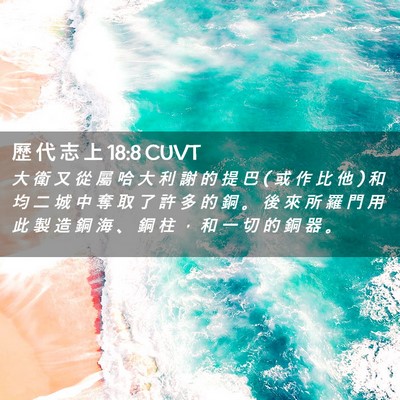 Picture 02 - 歷 代 志 上 18:8 CUVT - 大 衛 又 從 屬 哈 大 利 謝 的 提 巴 ( - Bible Verse Picture