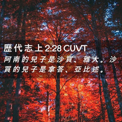 Picture 02 - 歷 代 志 上 2:28 CUVT - 阿 南 的 兒 子 是 沙 買 、 雅 大 。 - Bible Verse Picture