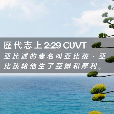 Picture 02 - 歷 代 志 上 2:29 CUVT - 亞 比 述 的 妻 名 叫 亞 比 孩 ， 亞 - Bible Verse Picture